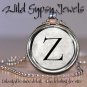 A-Z Initial alphabet Personalized Vtg Silver tone rd glass Tile Necklace Pendant