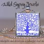 Gustav Klimt Tree of Life chic modern whimsical 1" glass tile pendant necklace