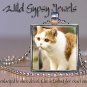 Cat Kitten Ginger white furry cute chic 1" HOT glass tile metal pendant necklac