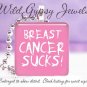 Breast Cancer Awareness PINK WHITE Punk glass tile metal pendant charm necklace