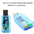 USB 3D SOUND CARD USB 2.0 to 3D AUDIO SOUND CARD ADAPTER VIRTUAL 5.1 channel BLUE