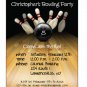 12-Full Color Bowling Party Invites in Blk, 4 x 5.125"