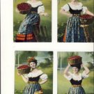 RARE Set of 4 German Peasant Lady Postcards VP-4692