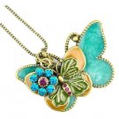 Cute Tibetan Double Separate Butterflies Pendants Shiny Necklace Free Shipping
