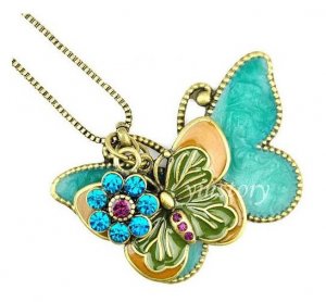 Cute Tibetan Double Separate Butterflies Pendants Shiny Necklace Free Shipping
