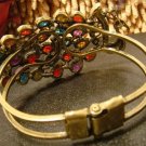 Multi Colored Crystals Peacock Bracelet Copper Alloy Bangle Free Shipping