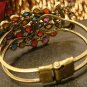 Multi Colored Crystals Peacock Bracelet Copper Alloy Bangle Free Shipping