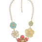 Cute Pearl Glittering Necklace Color Flowers Pendants Free Shipping