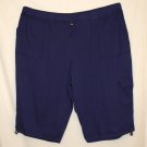 Ladies PLUS 4X Petite (34/36) Woman Within Navy Cotton Blend Cargo Capris NEW!