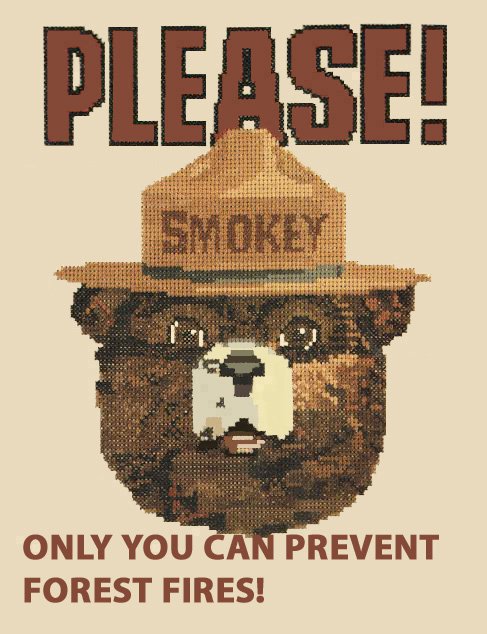 Smokey The Bear Cross Stitch Pattern***look***