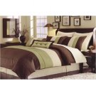 Essence Faux Silk Green/Brown 7 Piece Comforter Set