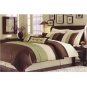 Essence Faux Silk Green/Brown 7 Piece Comforter Set