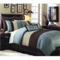 Essence Faux Silk Blue/Brown 7 Piece Comforter Set