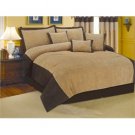 Carly Velour Suede Gold / Brown Oversize 7 Piece Comforter Set