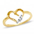 1/10 CT. Diamond Solitaire Heart Ribbon Ring in 10K Gold - Size 7