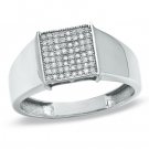 Men's 1/4 CT. T.W. Diamond Square Ring in 10K White Gold