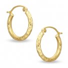 10K Gold 15mm Diamond-Cut Hoop Earrings