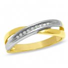 Diamond Accent Criss Cross Ring in 10K Two-Tone Gold