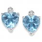 5.87 Carat CZ Birthstone Heart Sterling Silver Earrings