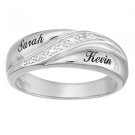 Mens Sterling Silver Diamond Name Wedding Band