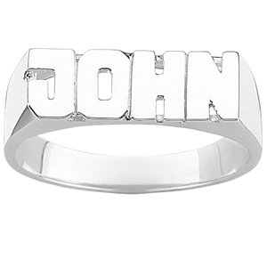 Sterling Silver Block Name Ring