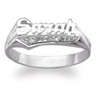 Sterling Silver Script Name Diamond Ring