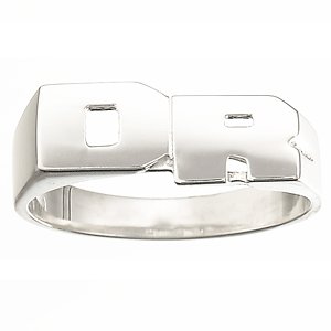 Sterling Silver Block Initials Ring