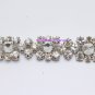 LG-368 costume applique clear rhinestone crystal silver chain trim for wedding cake / gown 1 yard