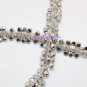 LG-368 costume applique clear rhinestone crystal silver chain trim for wedding cake / gown 1 yard