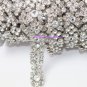 LG-368 costume applique clear rhinestone crystal silver chain trim for wedding cake / gown 1 yard