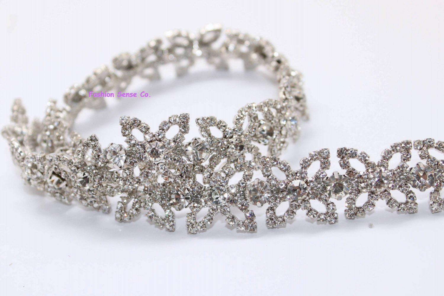 LG-475 wedding cake decor headdress craft rhinestone crystal silver plating chain trimming 1 yard