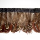 10 yards Ringneck Pheasant feather fringe costume ribbon trimming lace trim brown
