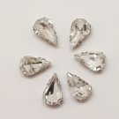 Teardrop 6x10mm millinery craft stitch sew on montee loose bead GLASS crystal chaton silver