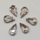 Teardrop 8x13mm millinery craft stitch sew on montee loose bead GLASS crystal chaton silver