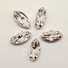 Marquis navette 9x18mm millinery craft stitch sew on montee loose bead GLASS crystal chaton silver
