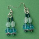 Aqua and Blue Fire Polished Beads "Dangle Earrings"