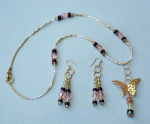 Gold beads and Rose Czeck 3 pc Set
