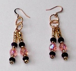 Rose Czeck Glass Beads "Dangle Earrings"
