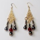 Pearl and Carnelian Chandelier Earrings