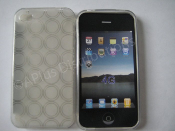 Multi-Circles TPU Soft Case Cover for apple iphone 4G(Clear)