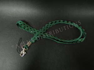 NEW FASHIONABLE SUEDE CHECKERED PATTERN LANYARD - GREEN