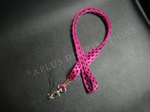 NEW FASHIONABLE SUEDE CHECKERED PATTERN LANYARD - HOT PINK