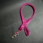 NEW FASHIONABLE SUEDE CHECKERED PATTERN LANYARD - HOT PINK