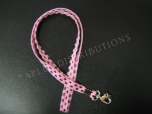 NEW FASHIONABLE SUEDE CHECKERED PATTERN LANYARD - LIGHT PINK