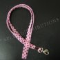 NEW FASHIONABLE SUEDE CHECKERED PATTERN LANYARD - LIGHT PINK