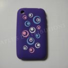 New Purple Circles Design Silicone Cover For iPhone 3G 3GS - (0013)