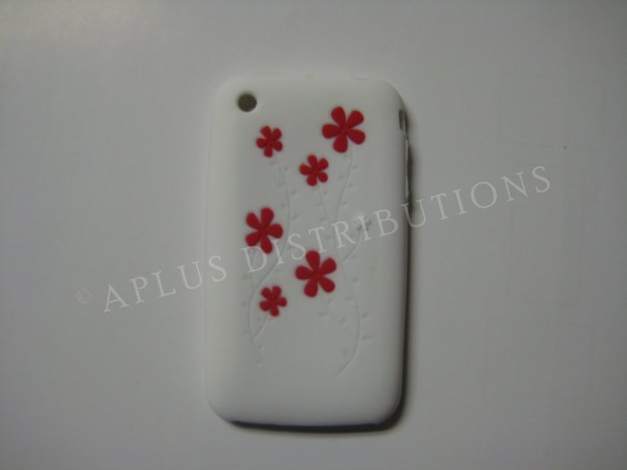 New White Daisies Design Silicone Cover For iPhone 3G 3GS - (0033)