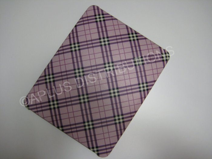 Plastic Hard Back Snap-On Cover for Apple iPad Plaid Pattern - PURPLE