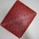 Plastic Hard Back Snap-On Cover for Apple iPad FLOWER GLITTER VINE- RED