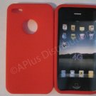 New Red Thumb Print Pattern Silicone Cover For iPhone 4 - (0136)